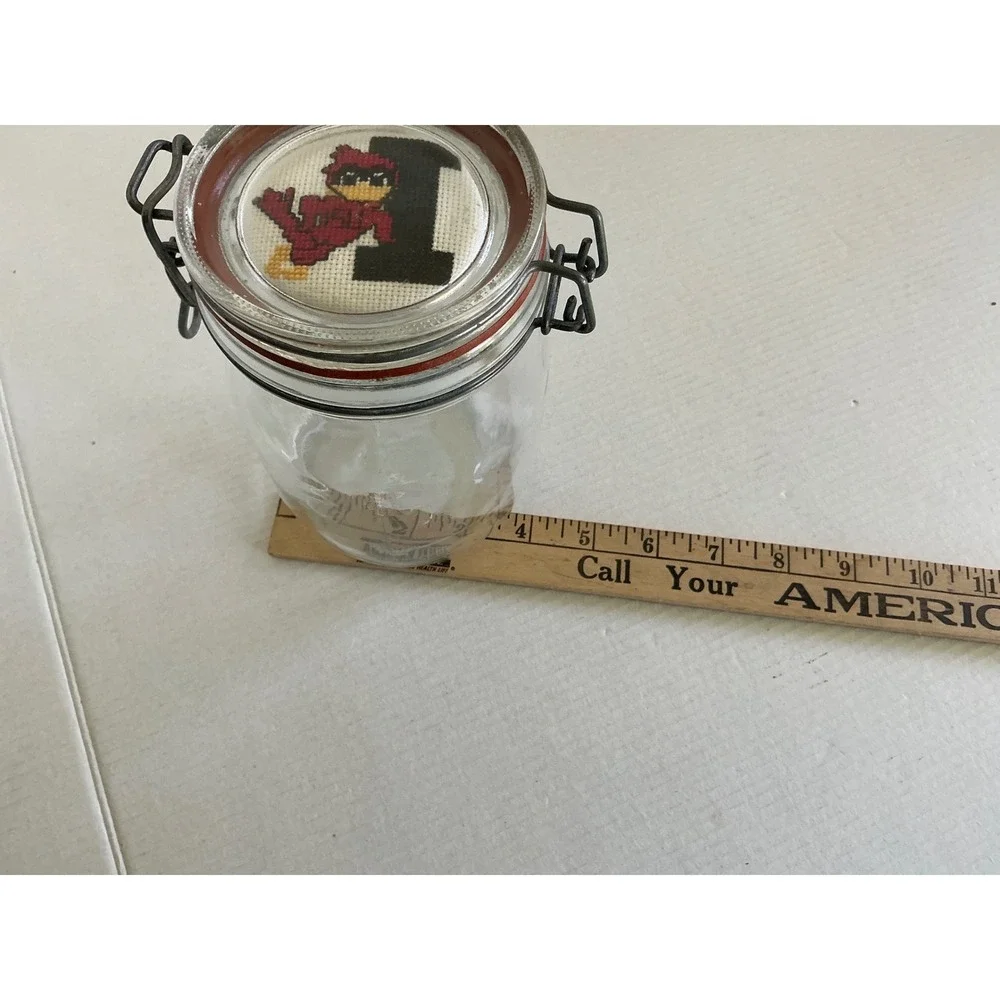 Iowa State Cyclones Glass Jar Cross Stitch Mascot Cy 0.75L Storage